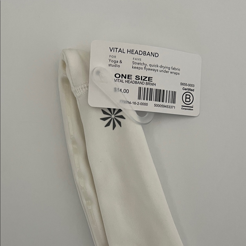 nwt athleta vital headband off-white, one size